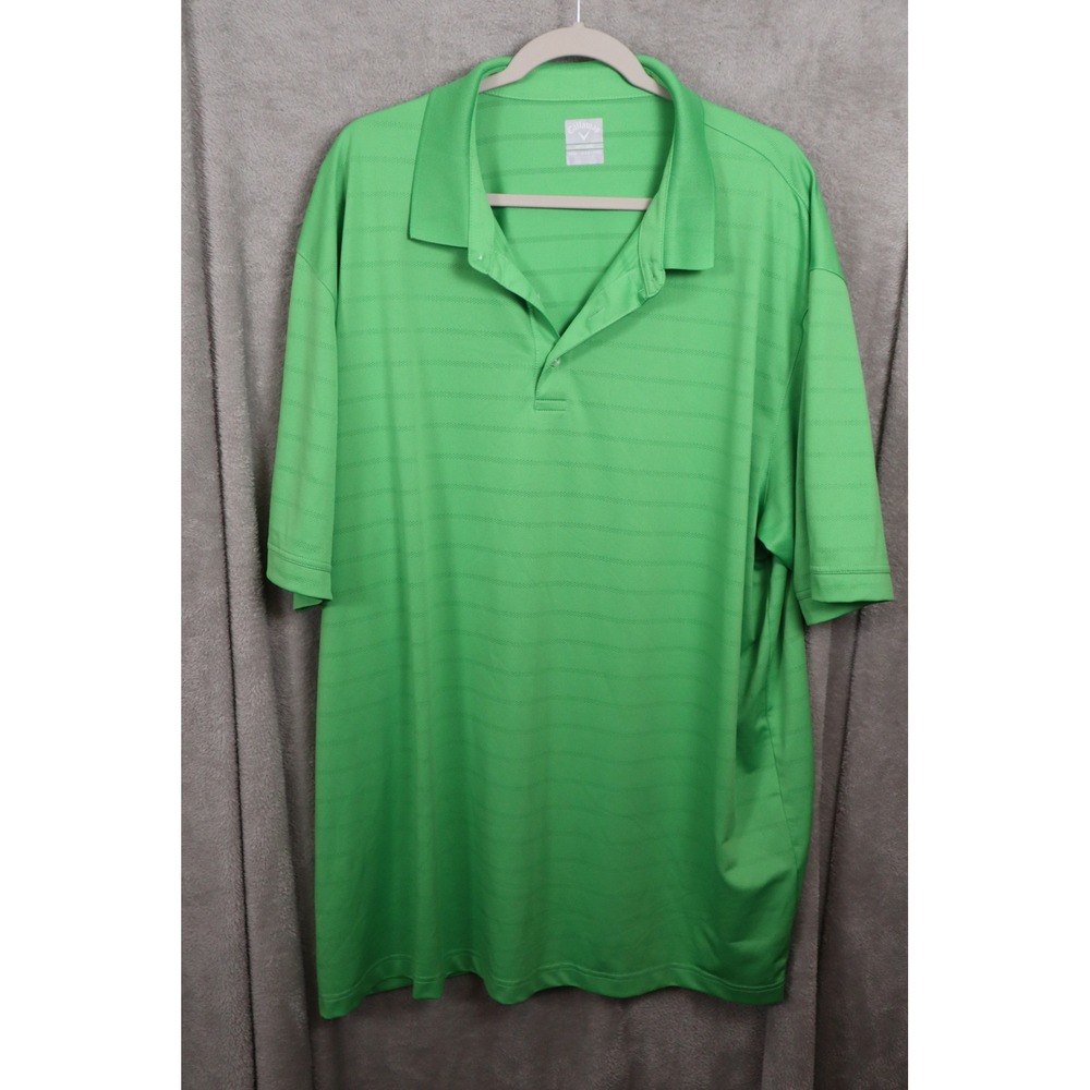 Callaway Opti-Dri Mens XXXL Green Striped Ventilated Performance Golf Polo Shirt
